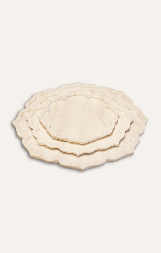 White Marble Maroc Platter – Set of 3 pcs