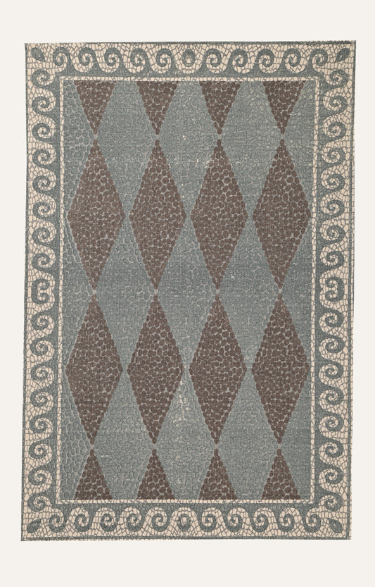 Pebble & Diamond Pattern Cotton Rug