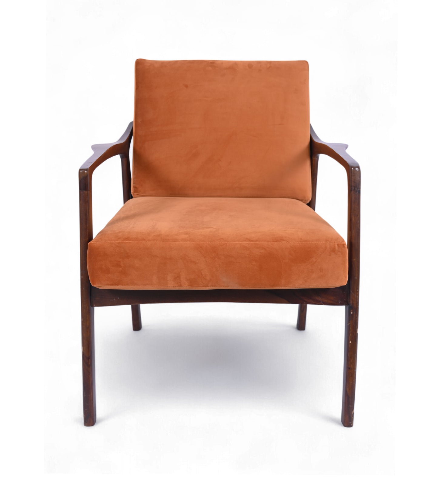 Wooden & Velvet Single Seater Sofa