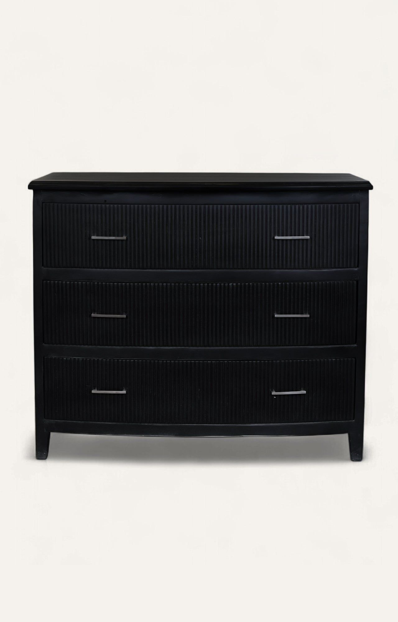 Modern Black Ribbed-Front Chest of Drawer