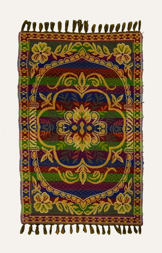 Handwoven Cotton Rug with Bold Floral Patterns