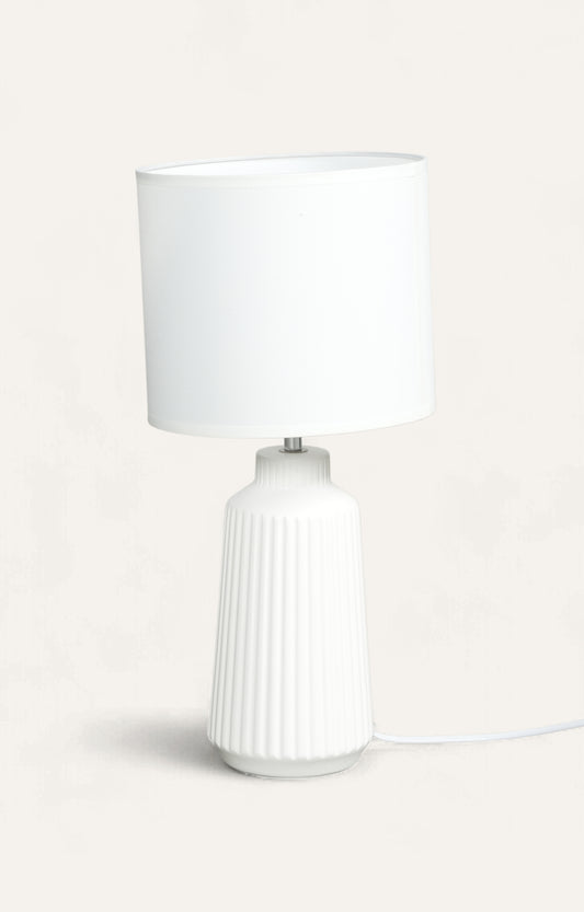 Matte White Fluted Ceramic Table Lamp