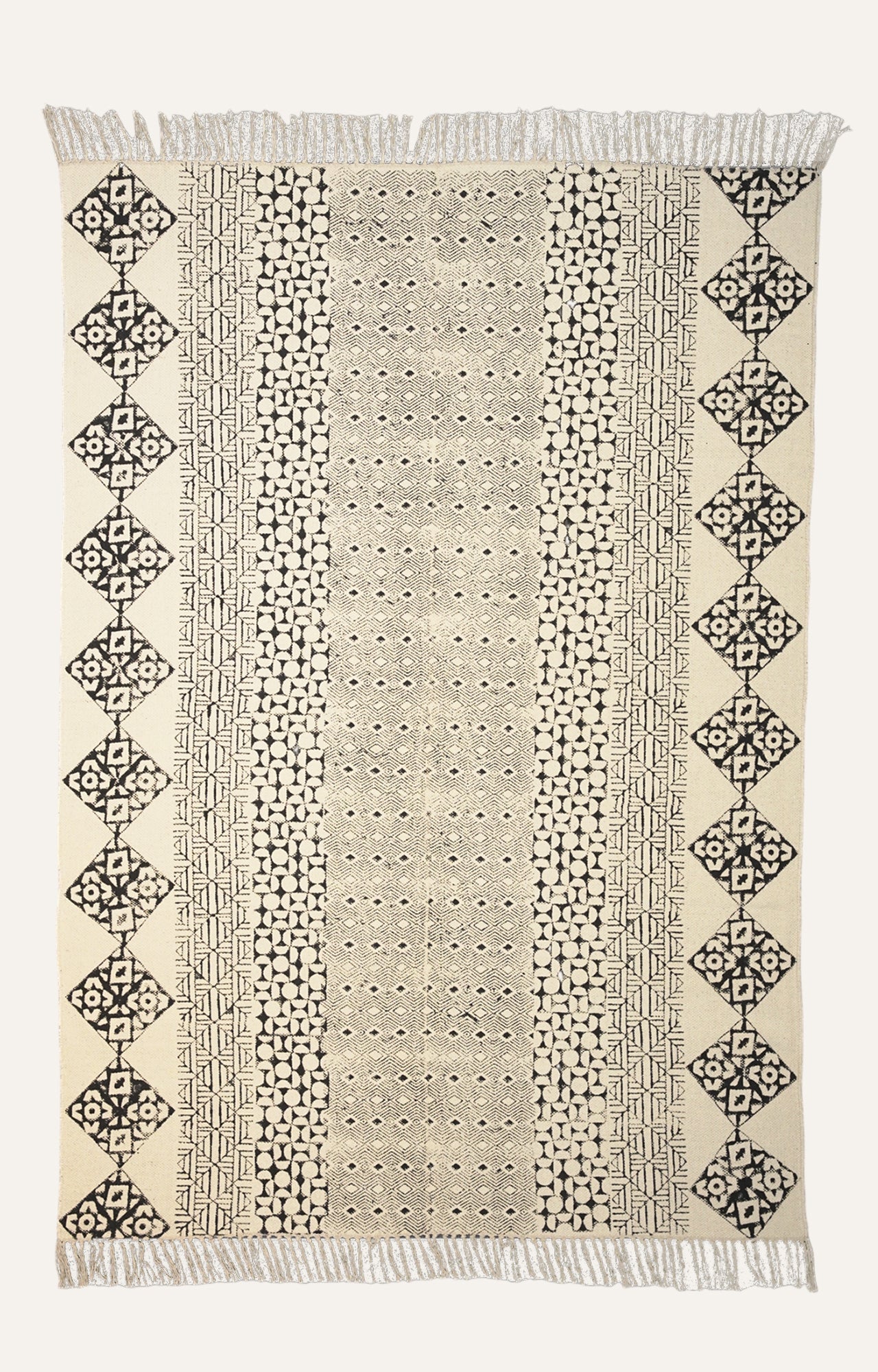 Monochrome Geometry Cotton Rug