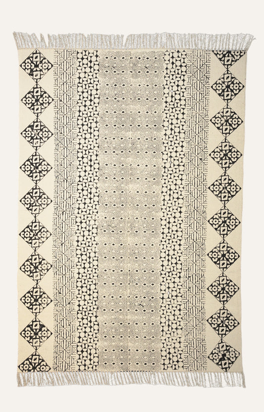 Monochrome Geometry Cotton Rug