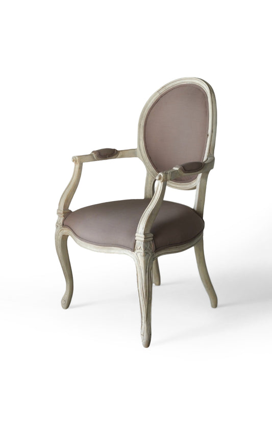 French-Style Distressed Velvet Armchair
