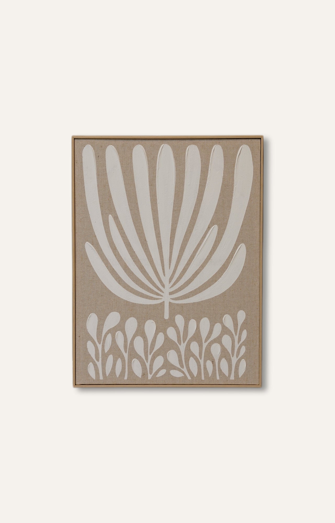 White and Brown Hand-painted Canvas Art Set of 2