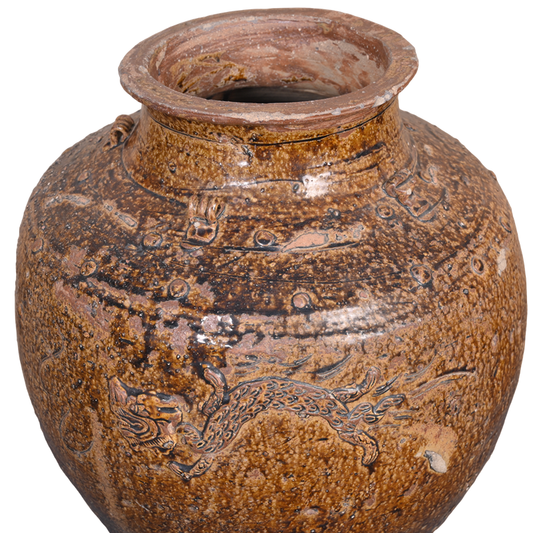 Vintage Chinese Dragon Glazed Vase