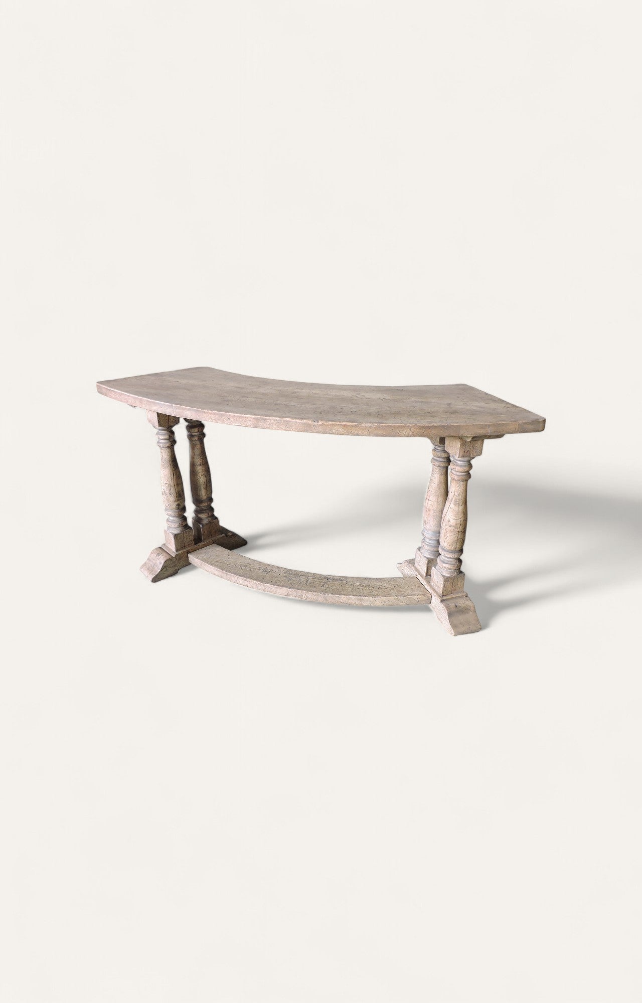 Distressed Finish Half Moon Console Tables
