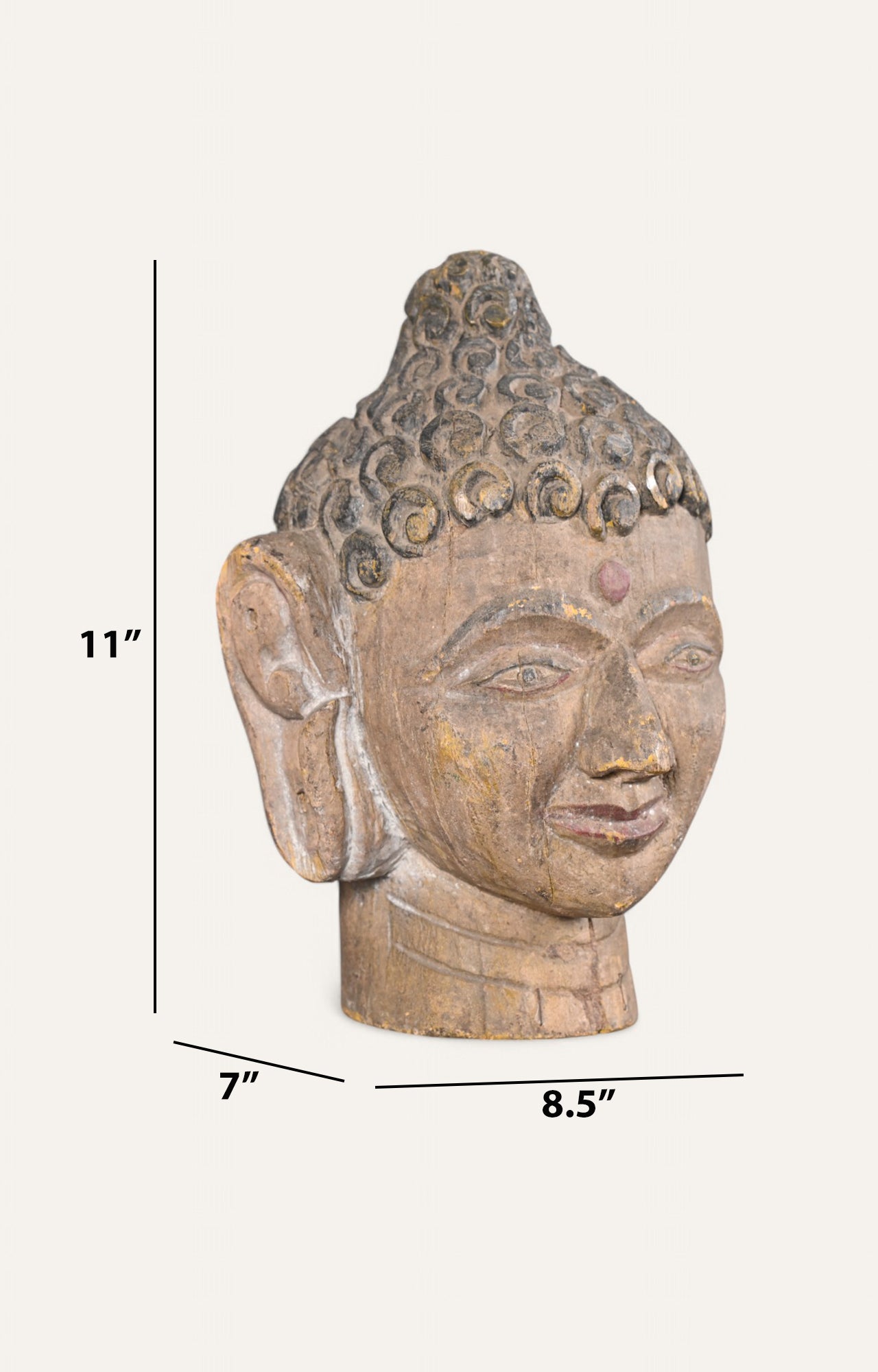 Hand-Carved Wooden Wall Mask of Buddha