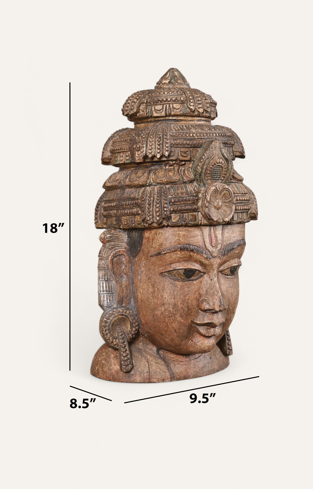 Divine Figure Hand-Carved Wooden Wall Mask