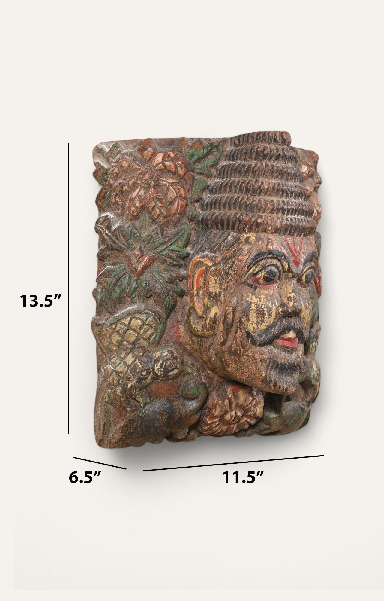 Indian Tribal Man Wooden Hand-Carved Wall Mask