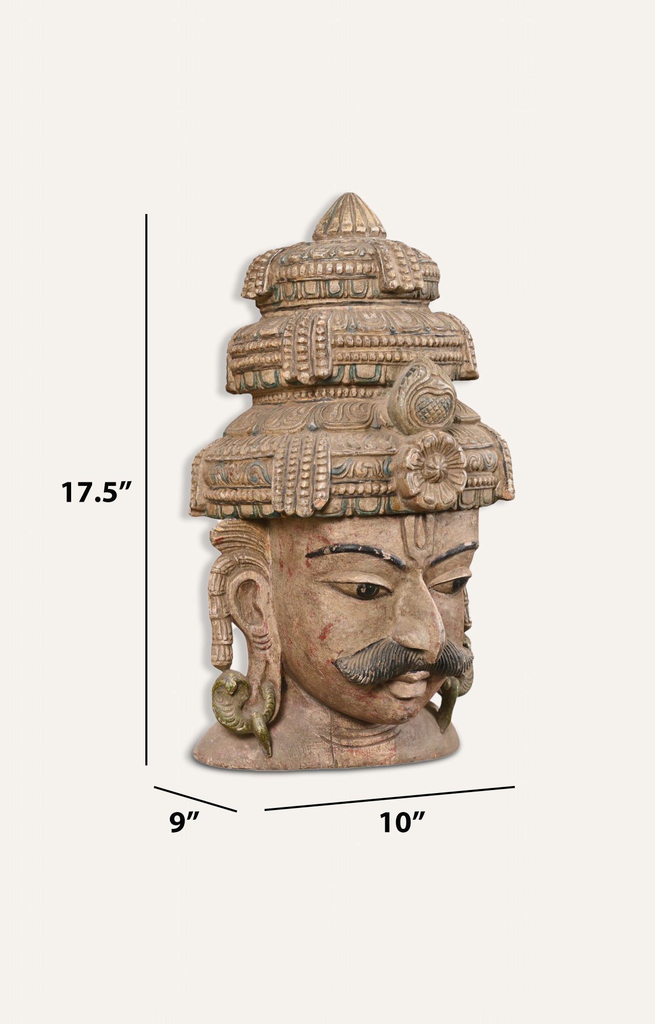 Guardian of Temples Hand-Carved Wooden Wall Mask