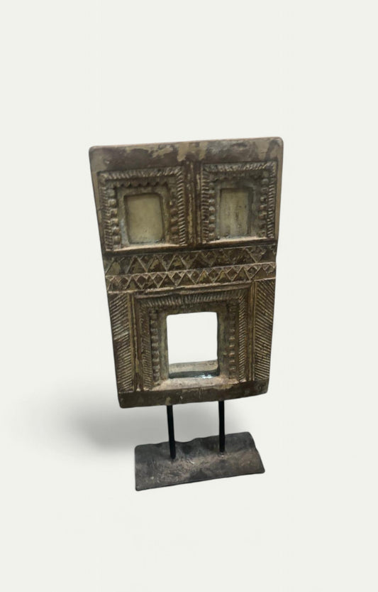 Hand Carved Wooden Column with Mirror