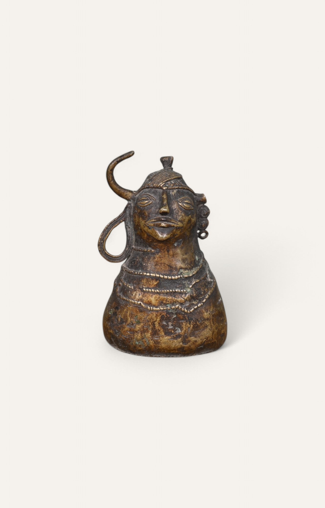 Lady with Hoop Earrings Brass Sculpture