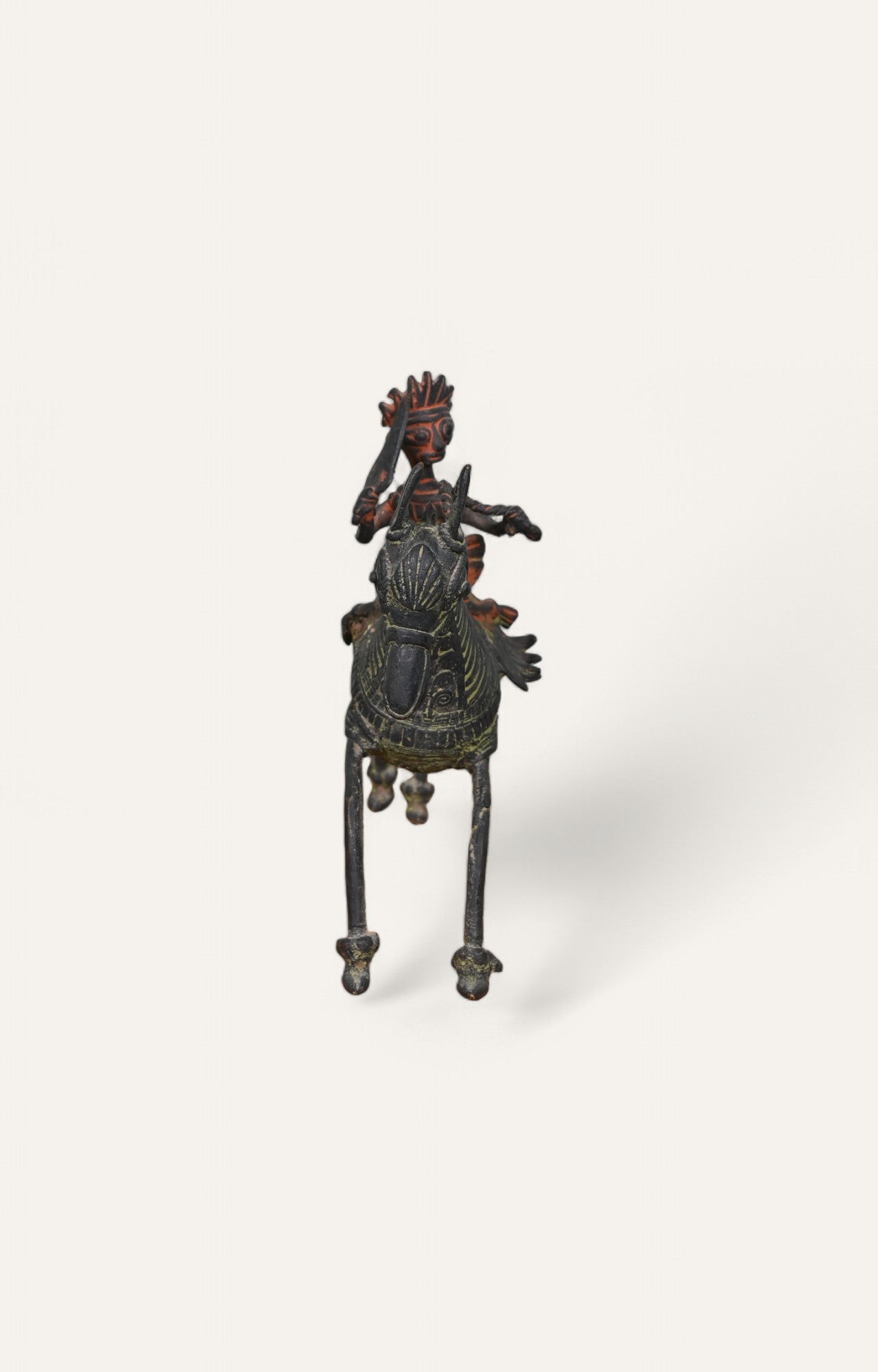 Man on Horse Vintage Brass Sculpture