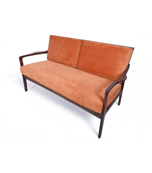 Wooden & Velvet Sofa Two Seater Sofa