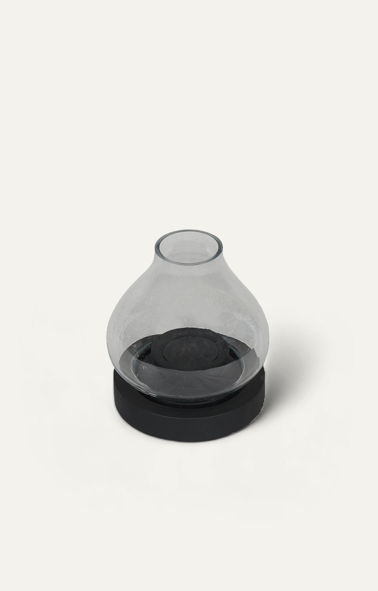 Hurricane Lantern with Black Wooden Base