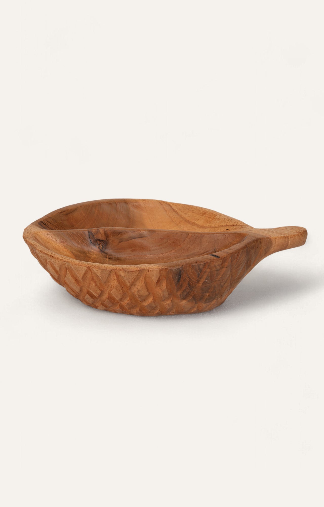 Hand-Carved Teak Wood Serving Bowl