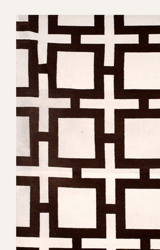 Black and White Rustic Woolen Rug