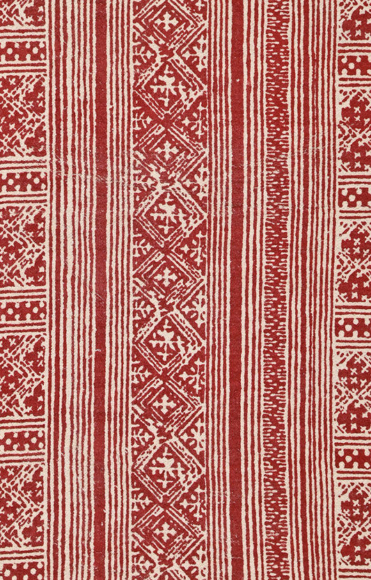 Nordic Stripe Cotton Rug in Red