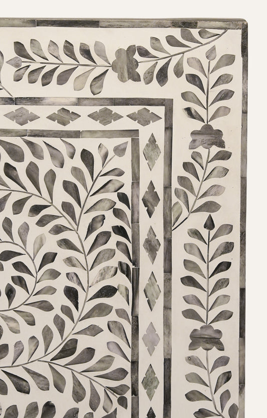 Ornate Bone Inlay Headboard Bed