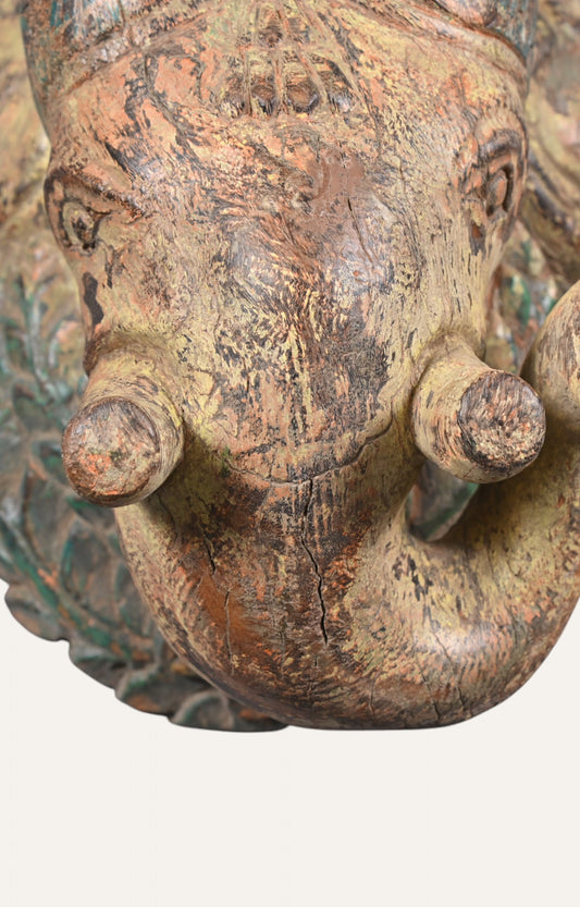 Abstract Hand-Carved Wooden Wall Mask