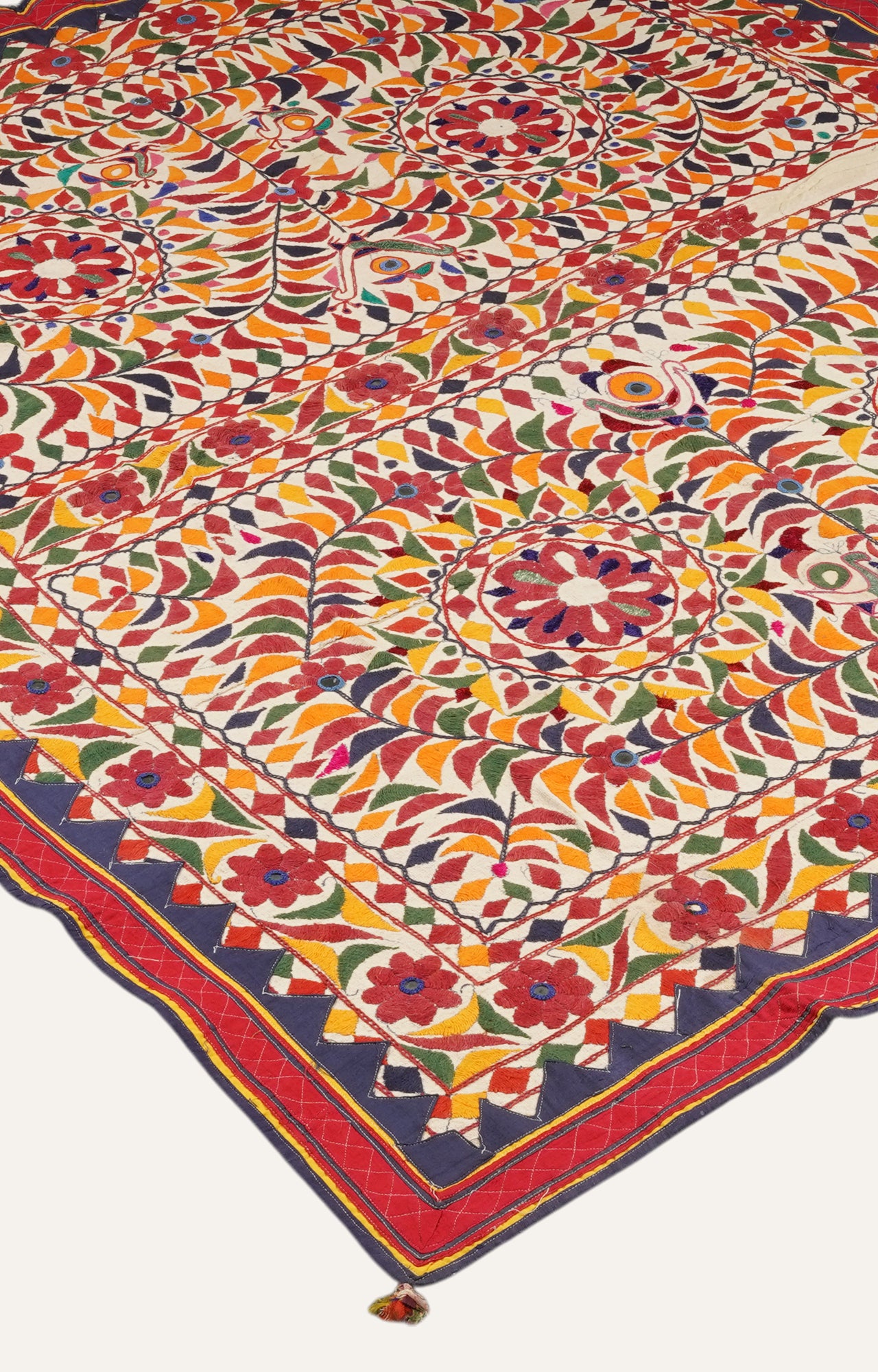 Vibrant Saurashtra Appliqué Embroidered Textile Wall Art