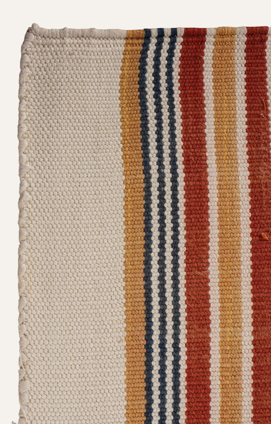 Handwoven Pastel Arrow Motif Striped Rug