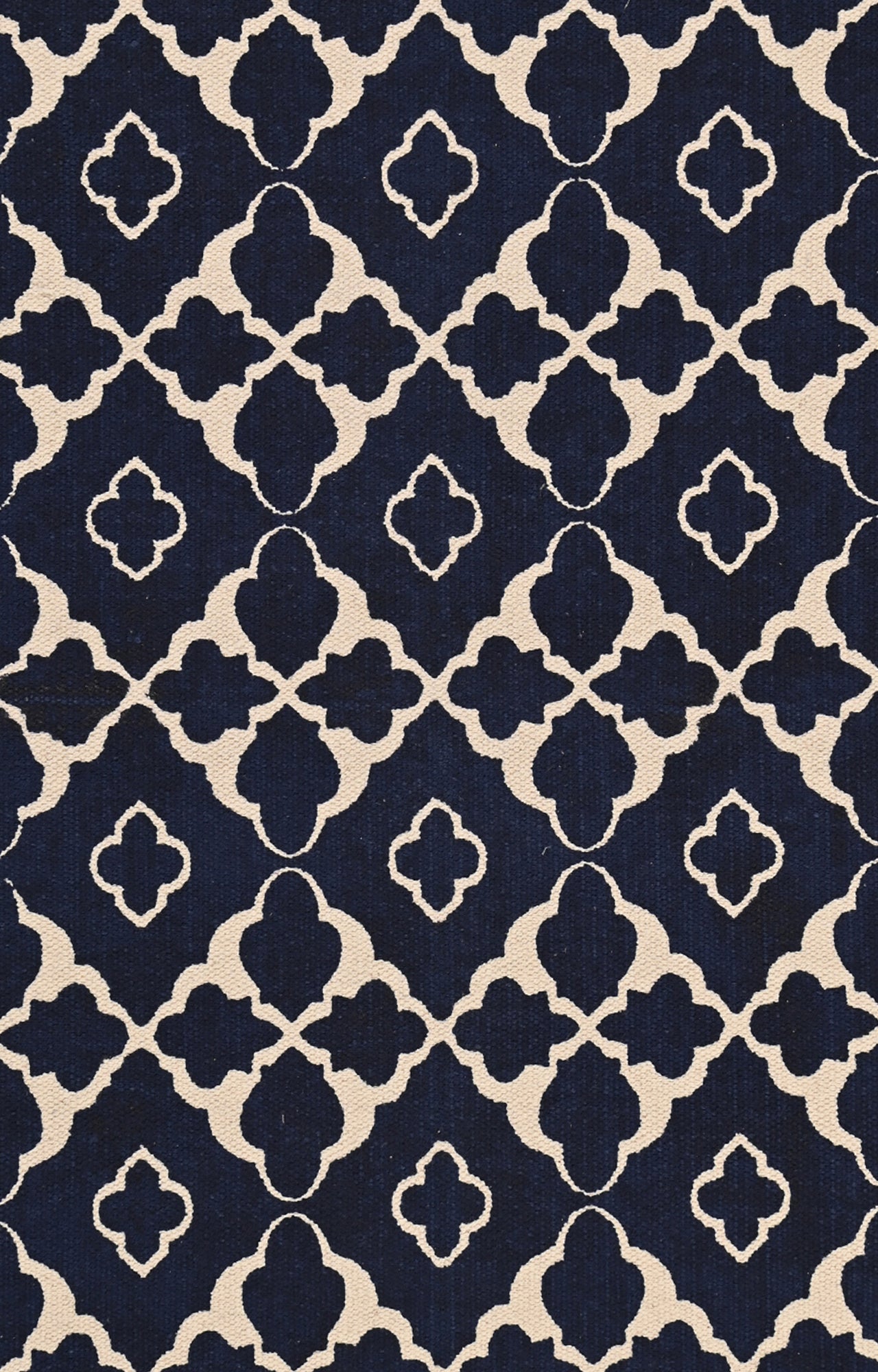 Indigo Lattice Cotton Rug