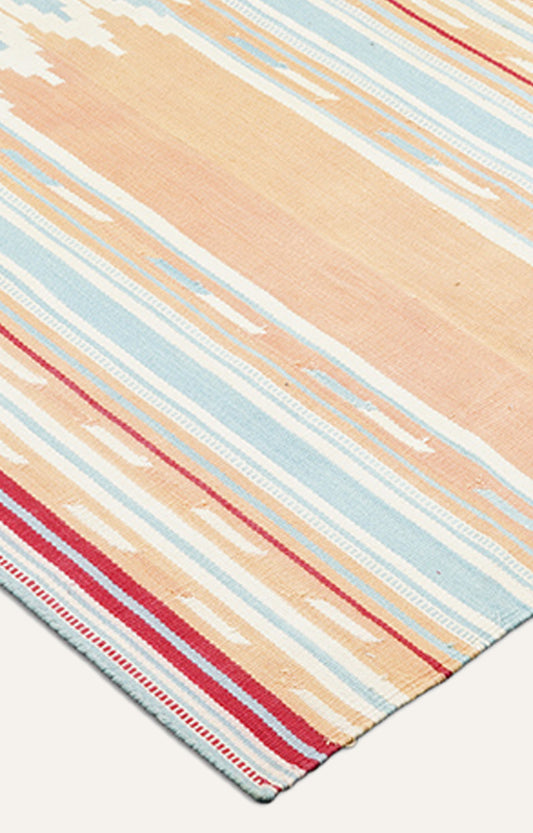 Sky Blue & Sand Architectural Motif Textile Panel