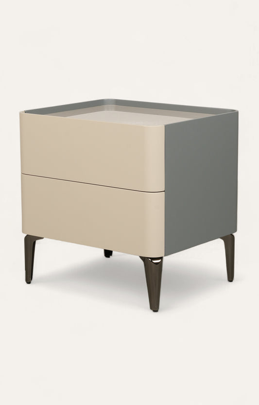 Two-Tone Modern Nightstand with Metal Legs