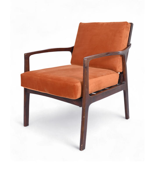 Wooden & Velvet Single Seater Sofa