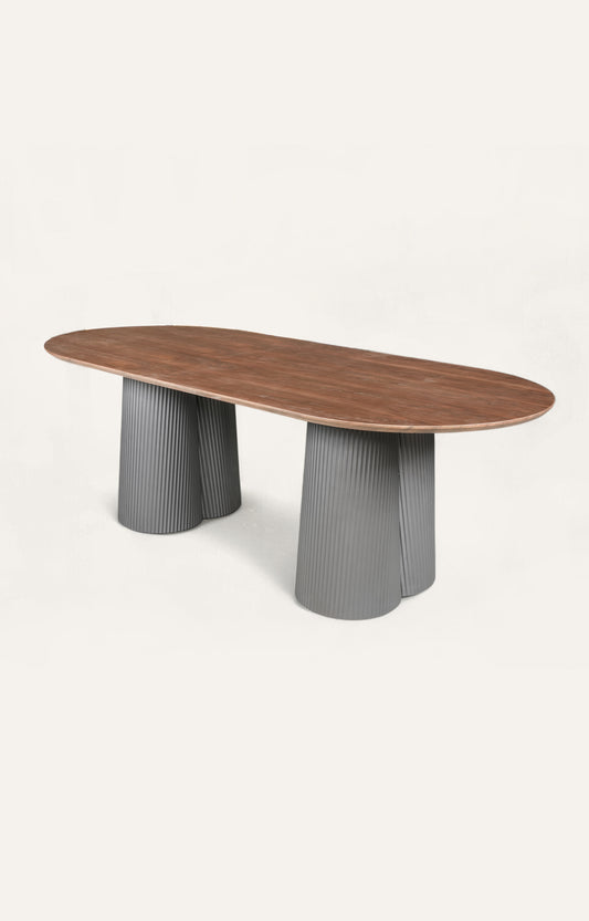Modern Fluted Double Pedestal Dining Table