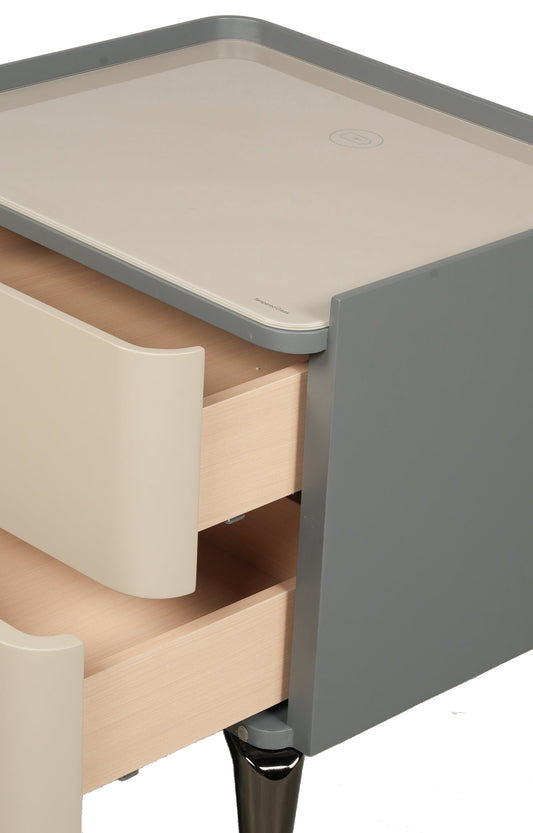 Two-Tone Modern Nightstand with Metal Legs