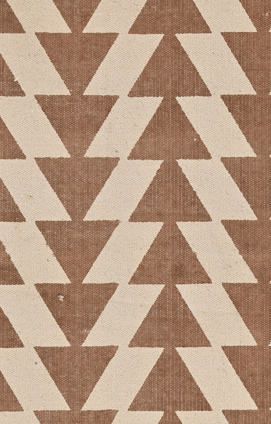 Geometric Chevron Brown Triangles Cotton Rug