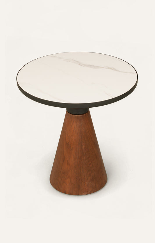 Round Marble Top Cone Base Side Table