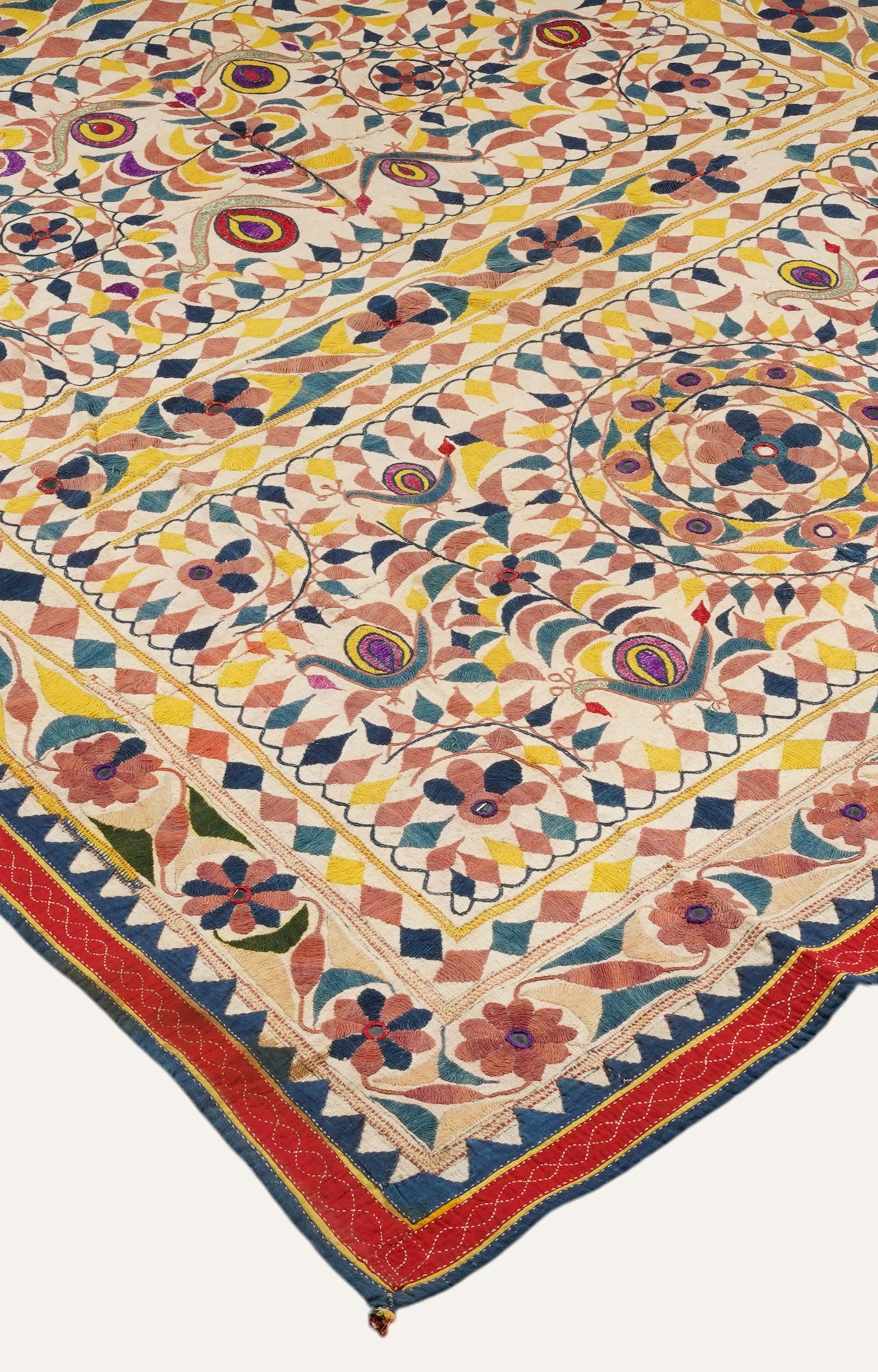 Vintage Saurashtra Appliqué Embroidered Textile Wall Hanging