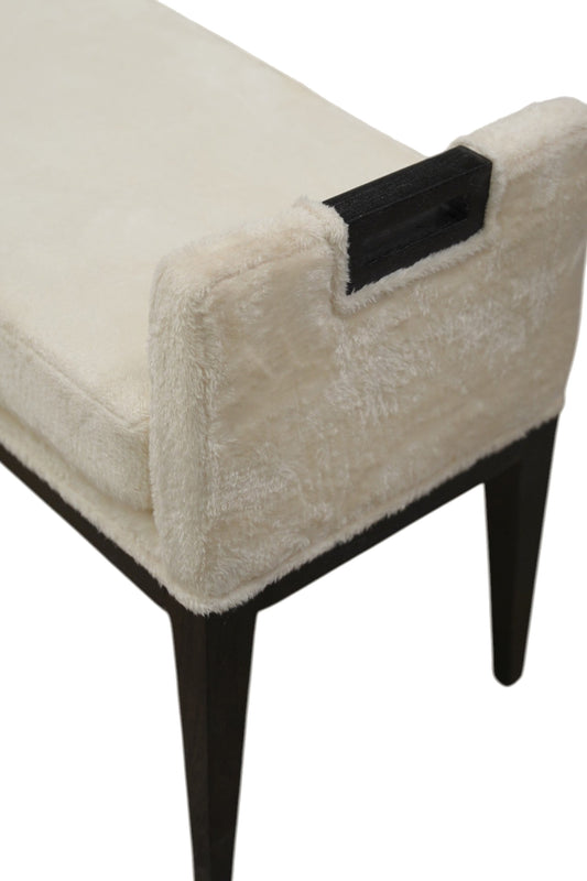 Contemporary Bouclé Bench with Cut-Out Handles