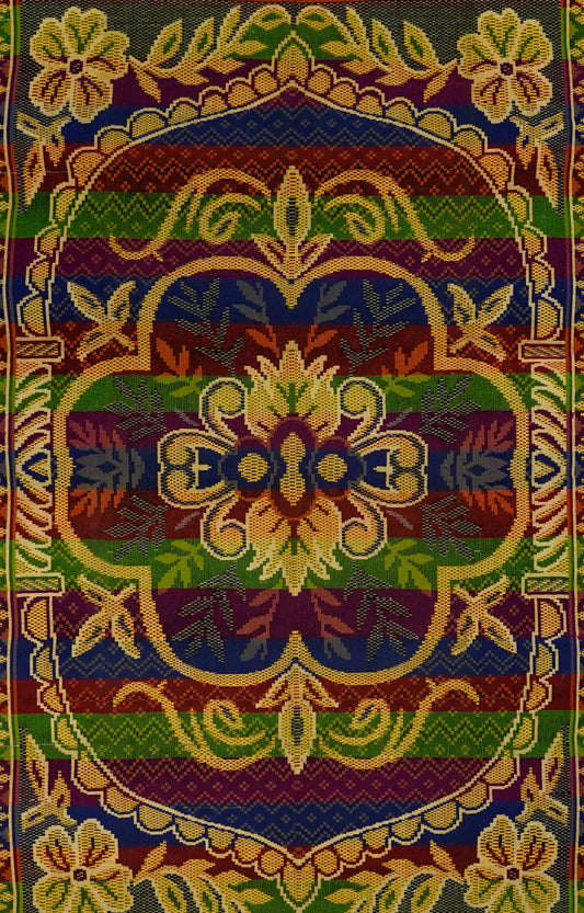 Handwoven Cotton Rug with Bold Floral Patterns