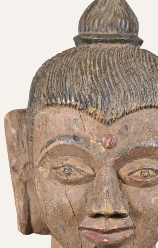 Buddha Hand-Carved Wooden Wall Mask