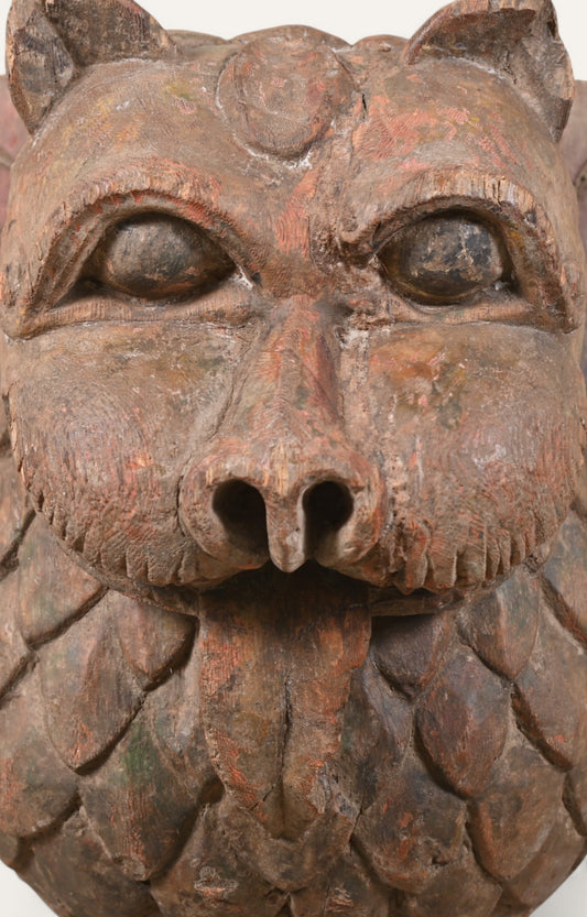 Hand-Carved Wooden Lion Mask