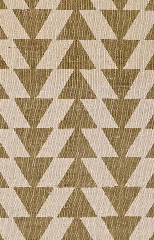 Olive Green Zigzag Chevron Cotton Rug