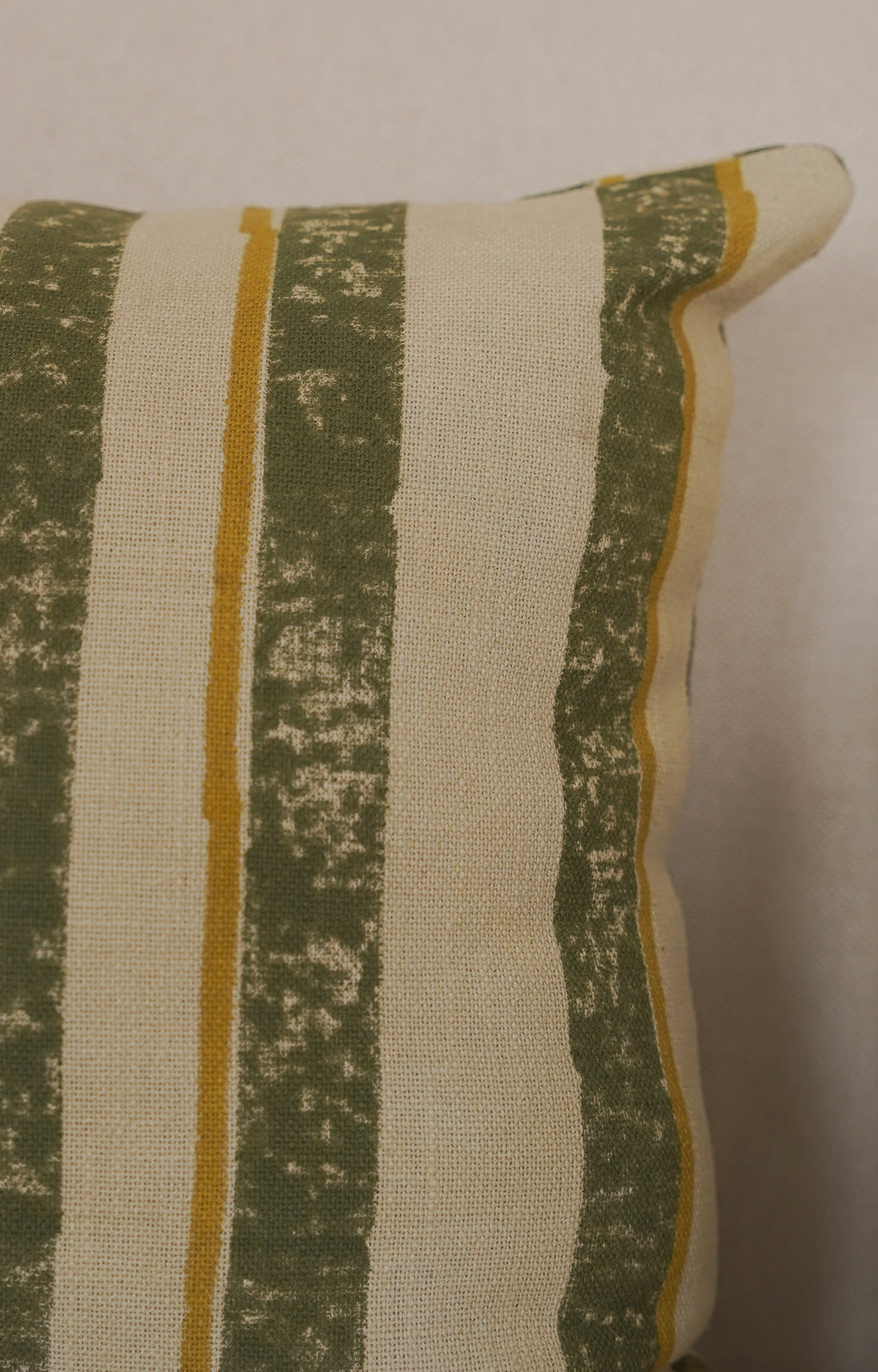 Sage Stripe Quilted Cotton Cushion Cover
