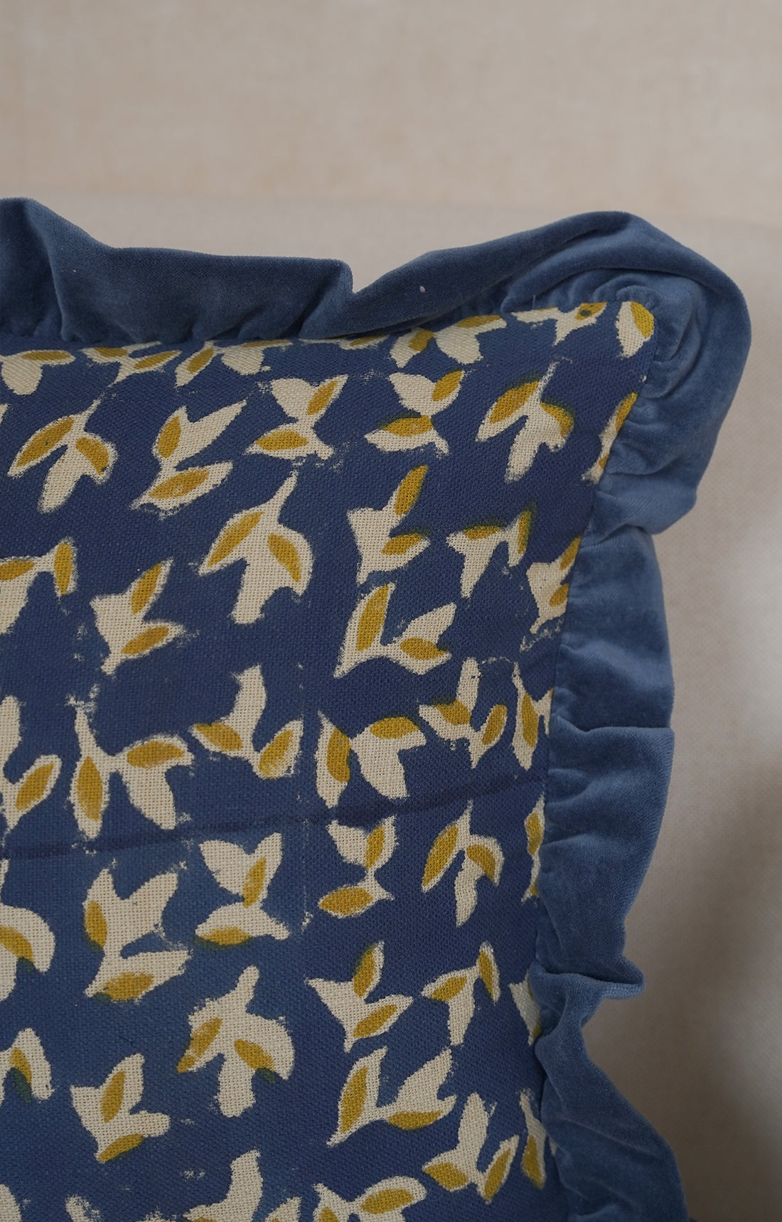 Midnight Birdsong Ruffle Cushion Cover
