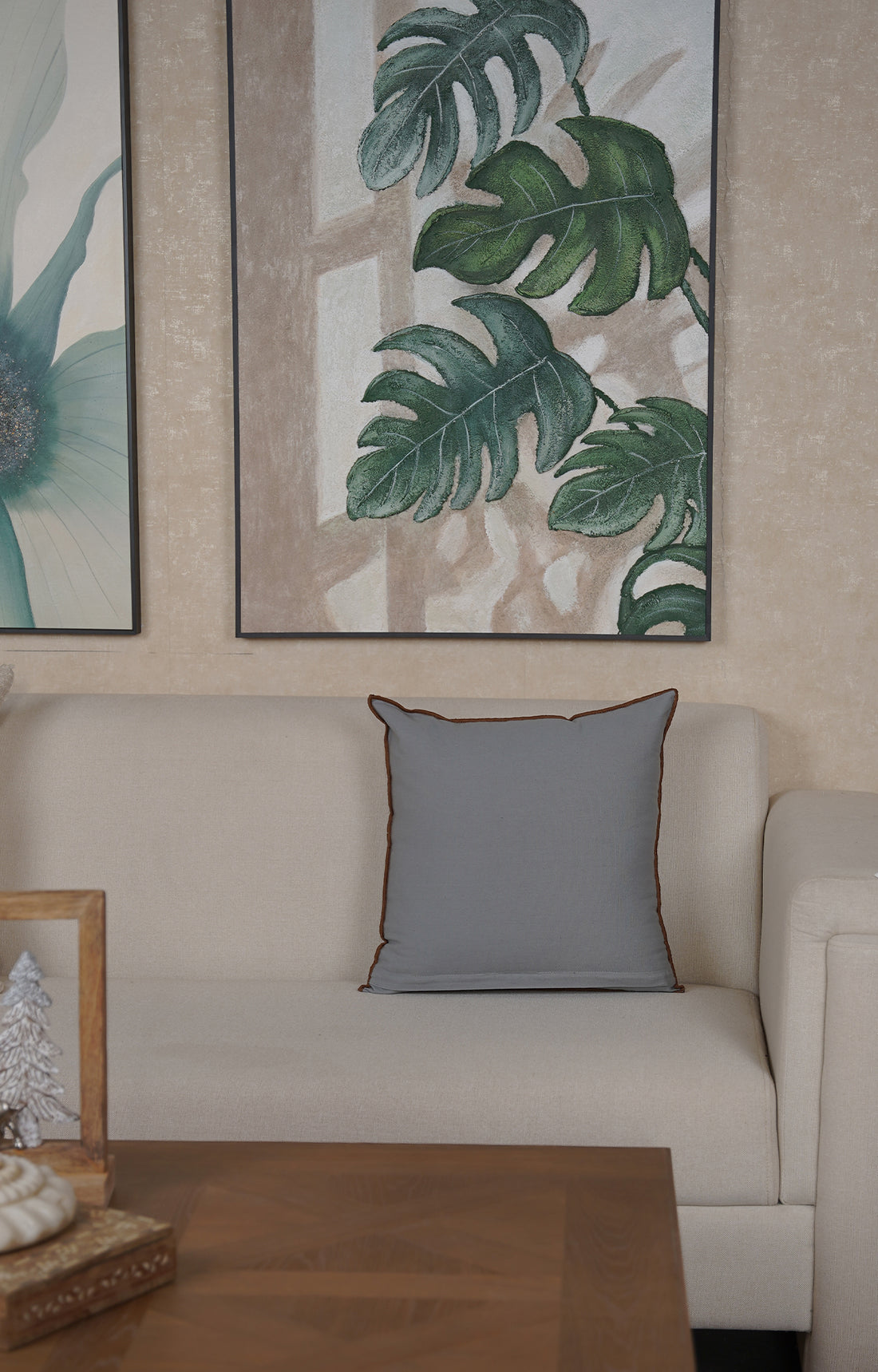 Blue Floral Velvet Cushion Cover