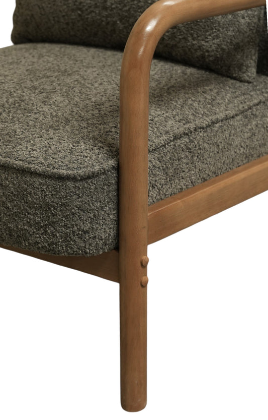 Mid-Century Bouclé Armchair with Wooden Frame