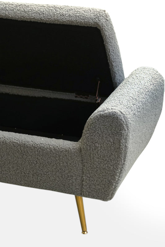 Graphite Barcarolle Bouclé Bench with Storage