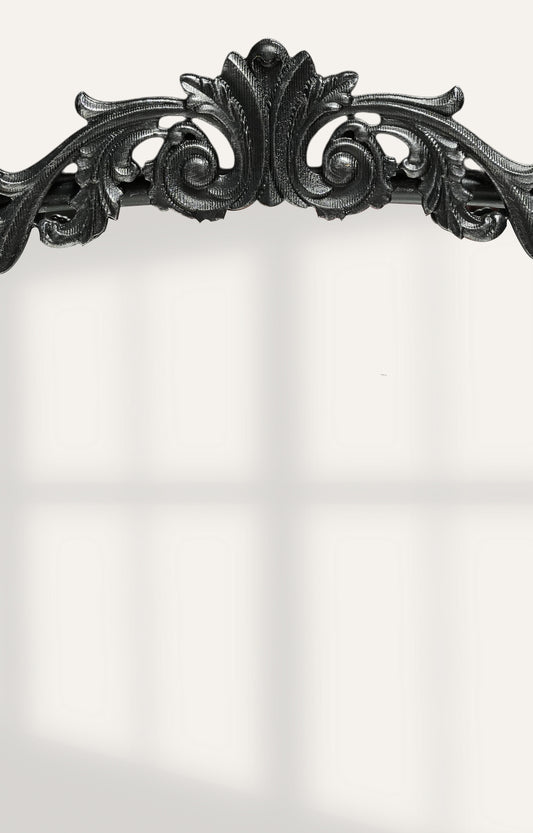 Vintage Black Ornate Arch Mirror