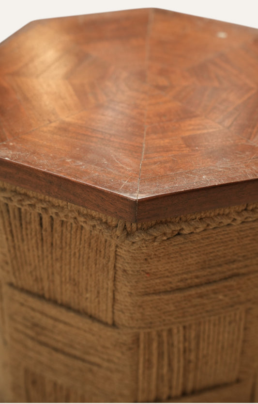 Modern Octagon Side Table Covered with Jute Rope