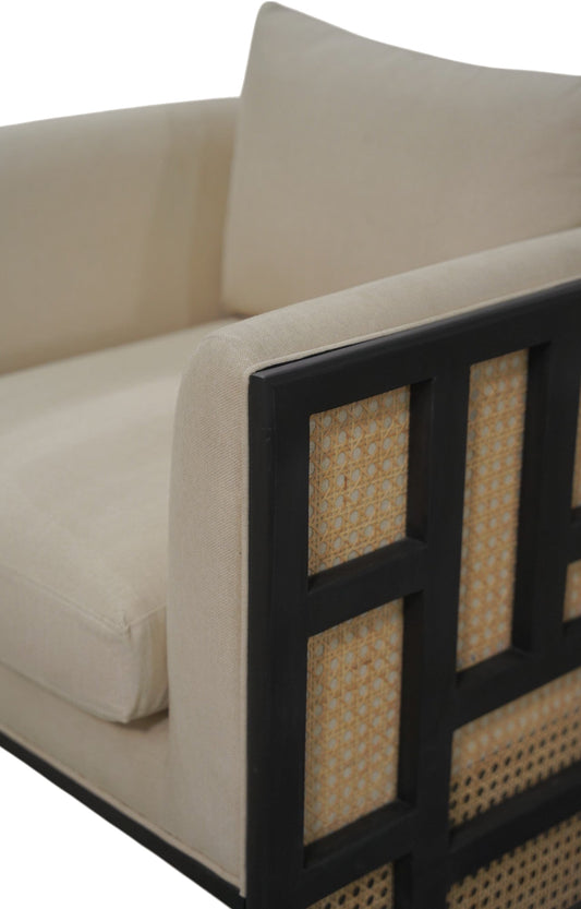 Dual Layer Cane & Linen Arm Sofa Chair